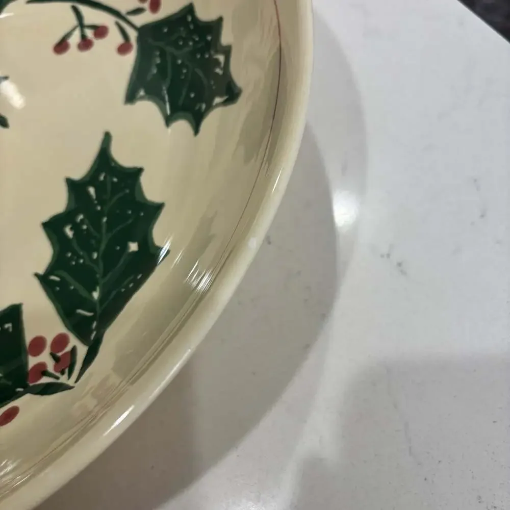 La Primula 12.5” Christmas Holly Bowl Salad Pasta Dish Made In Italy